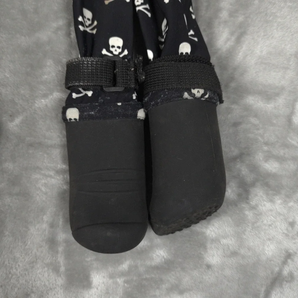 Walkee Paws Dog Suspender Boot Leggings Small Medium Skull Crossbone Bootie Punk